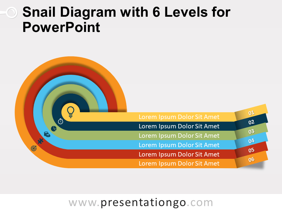 Diagrama de Caracol con 6 Niveles Gratis Para PowerPoint