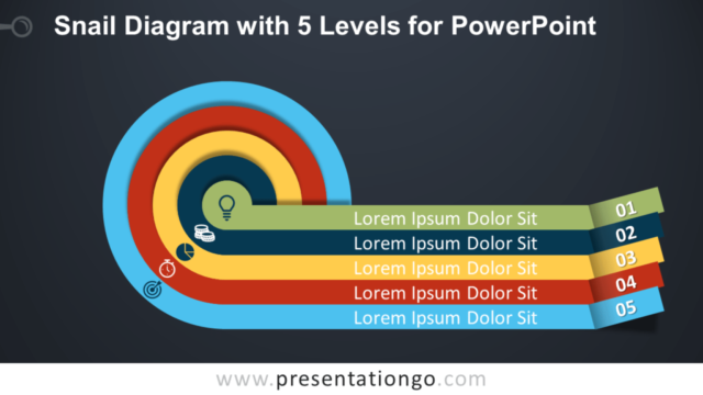 Diagrama de Caracol con 5 Niveles Gratis Para PowerPoint