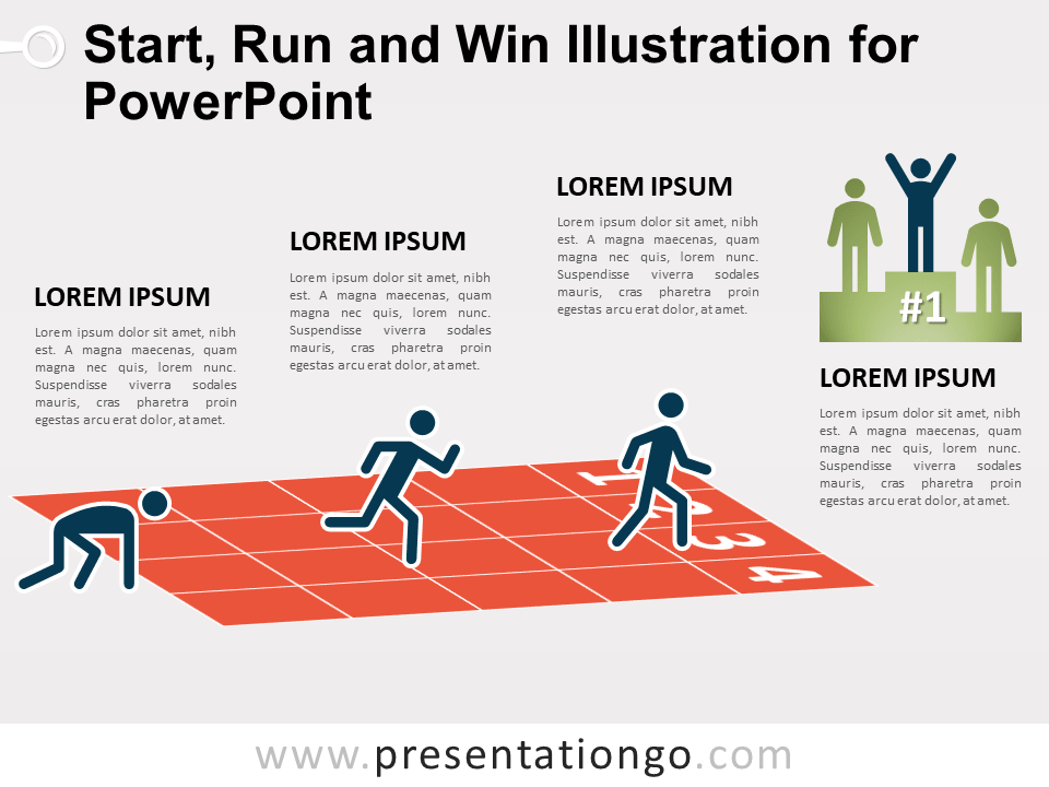 Ilustración de Inicio, Carrera y Victoria Gratis Para PowerPoint