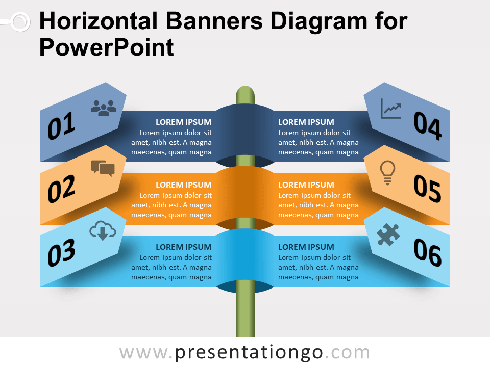 Diagrama de Pancartas Horizontales Gratis Para PowerPoint