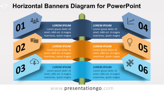 Diagrama de Pancartas Horizontales Gratis Para PowerPoint