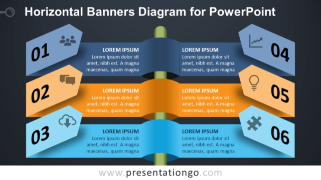 Diagrama de Pancartas Horizontales Gratis Para PowerPoint