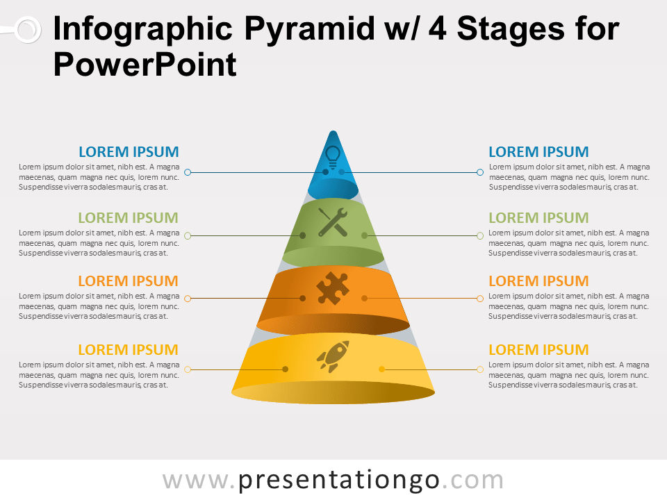 Pirámide Infográfica Con 4 Etapas Gratis Para PowerPoint