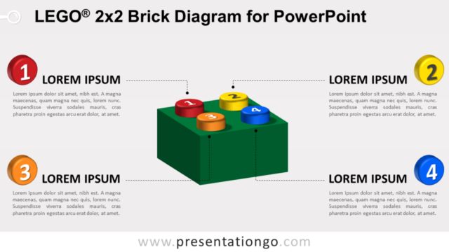 Diagrama de Ladrillos Lego de 2x2 Gratis Para PowerPoint