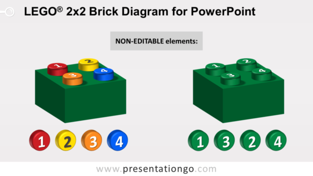 Diagrama de Ladrillos Lego de 2x2 Gratis Para PowerPoint