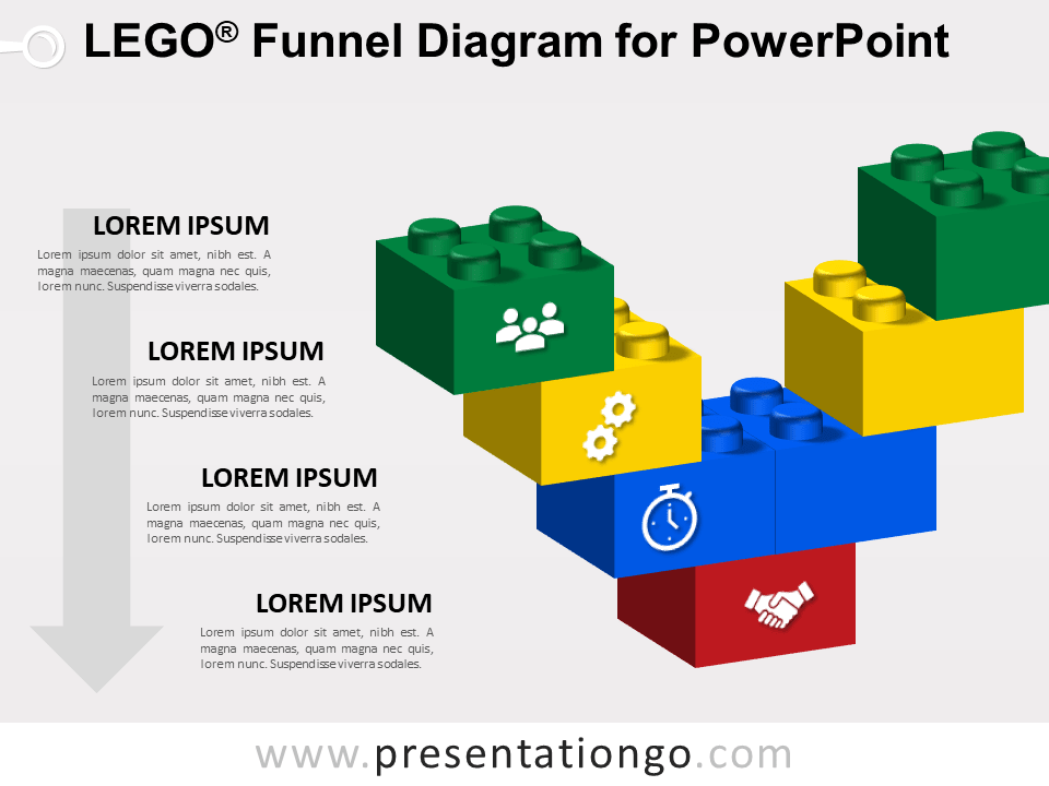 Diagrama de Embudo Lego Gratis Para PowerPoint