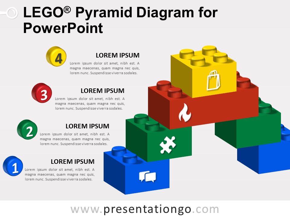 Diagrama de Pirámide Lego Gratis Para PowerPoint