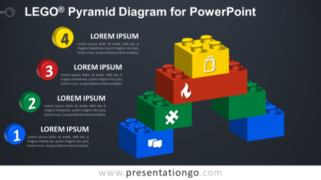 Diagrama de Pirámide Lego Gratis Para PowerPoint