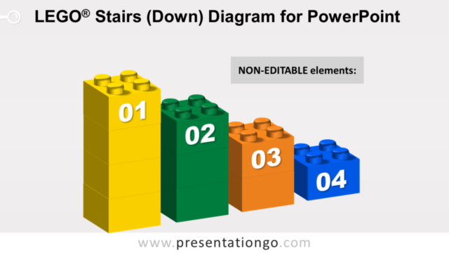 Diagrama de Escaleras Lego Descendentes Gratis Para PowerPoint