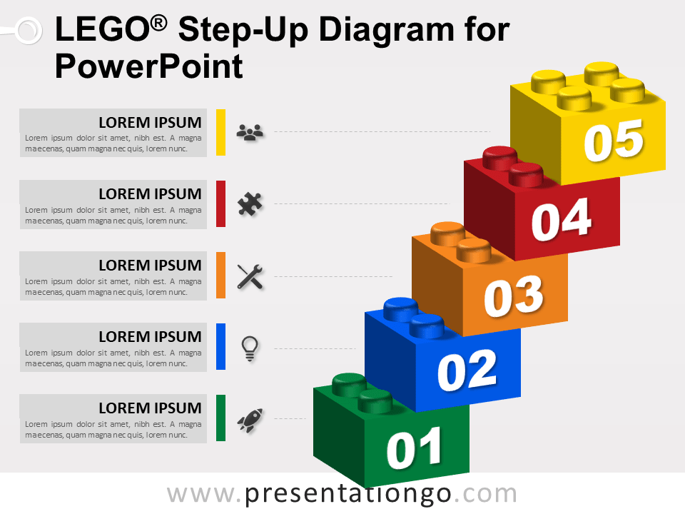 Diagrama de Escalones Ascendentes en Lego Gratis Para PowerPoint