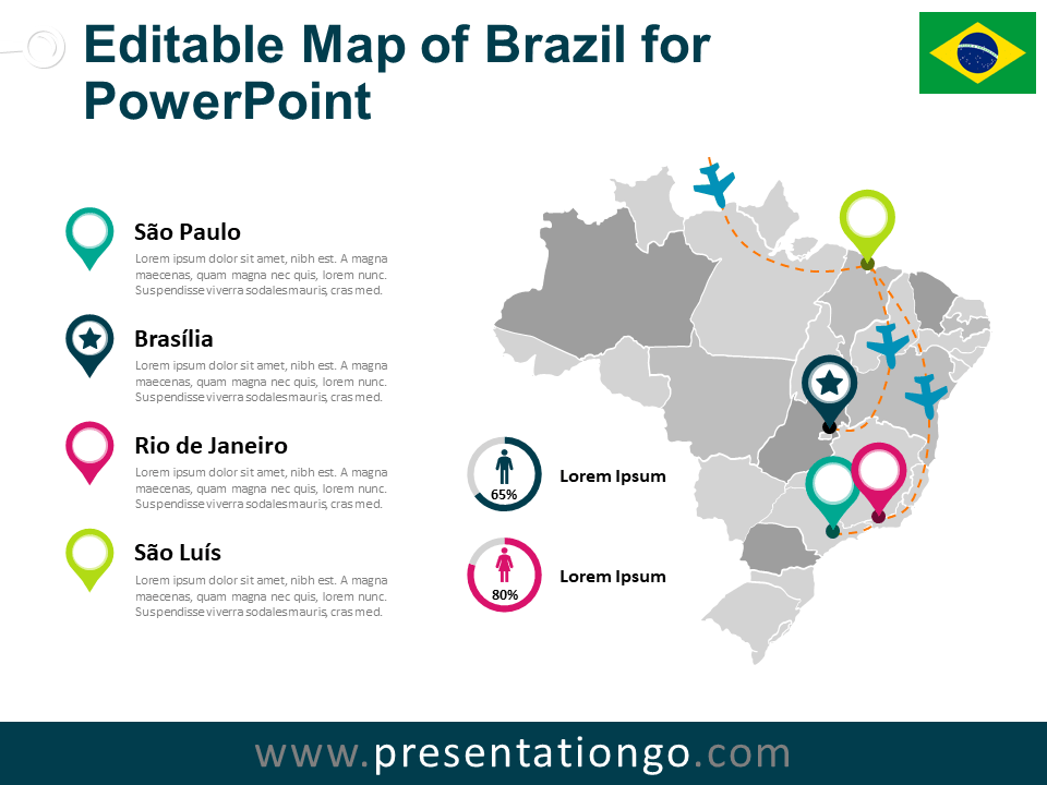 Mapa de Brasil Gratis Para PowerPoint