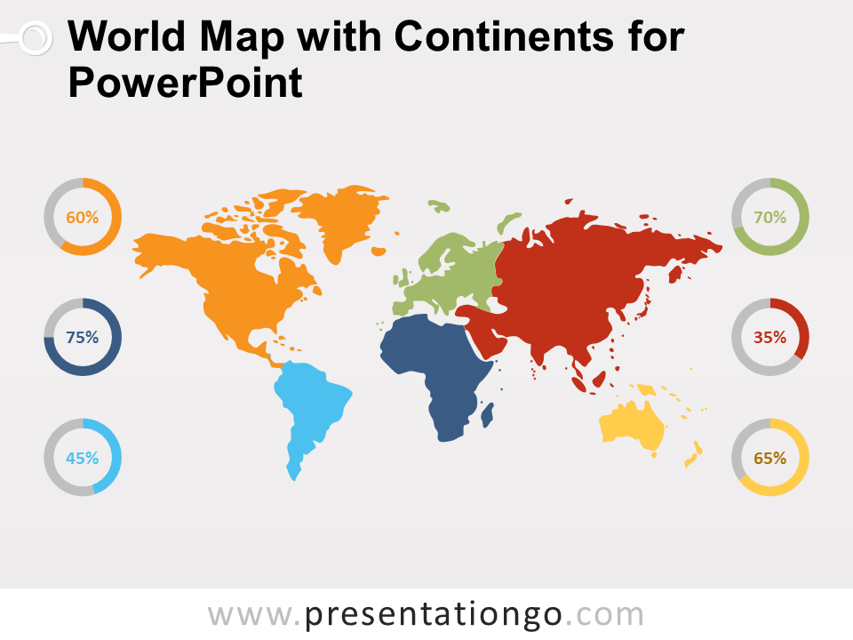 Mapa Mundial Con Continentes Gratis Para PowerPoint