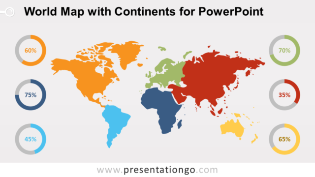 Mapa Mundial Con Continentes Gratis Para PowerPoint