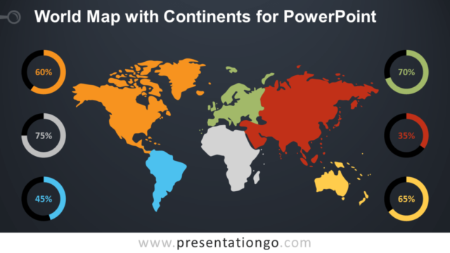 Mapa Mundial Con Continentes Gratis Para PowerPoint