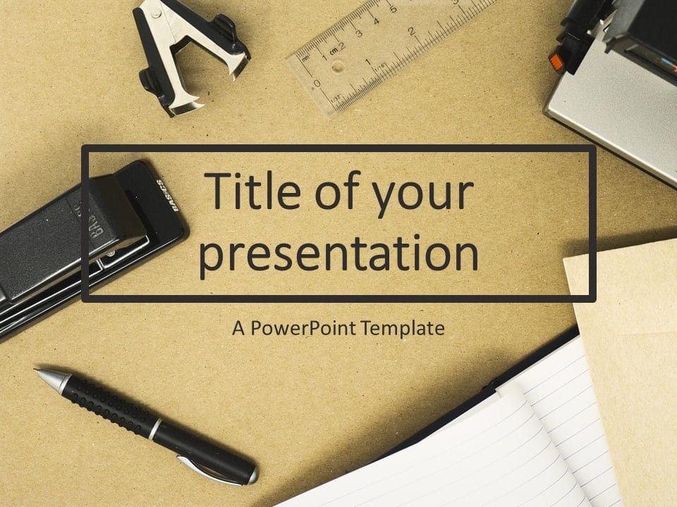Suministros de Oficina de Vista Superior Para PowerPoint