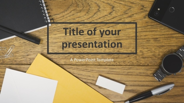 Plantilla de PowerPoint Gratis de Escritorio de Oficina de Madera Vista Superior