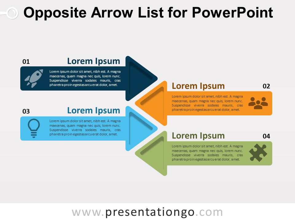 Lista de Flechas Opuestas Gratis Para PowerPoint