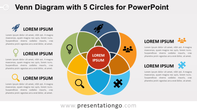 Diagrama de Venn Con 5 Círculos Gratis Para PowerPoint