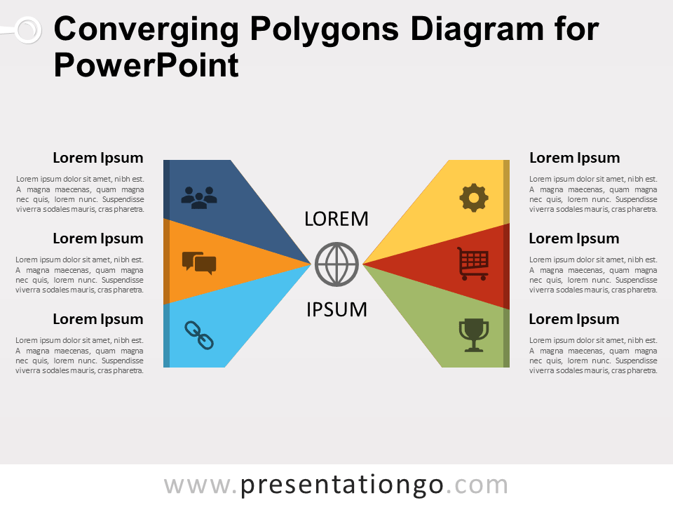 Diagrama de Polígonos Convergentes Gratis Para PowerPoint