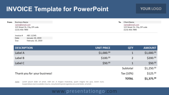 Plantilla Gratis de Factura Para PowerPoint