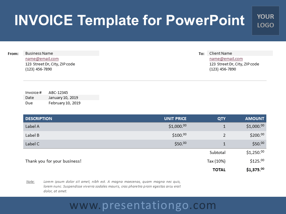 Plantilla Gratis de Factura Para PowerPoint