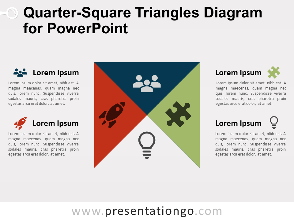 Diagrama de Triángulos Cuadrantes Gratis Para PowerPoint