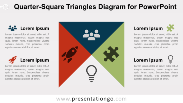 Diagrama de Triángulos Cuadrantes Gratis Para PowerPoint