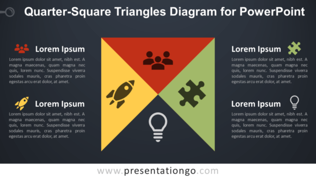 Diagrama de Triángulos Cuadrantes Gratis Para PowerPoint