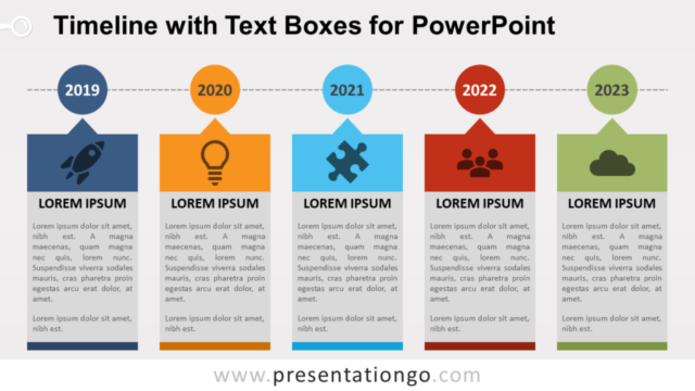 Cronología Con Cuadros de Texto Gratis Para PowerPoint