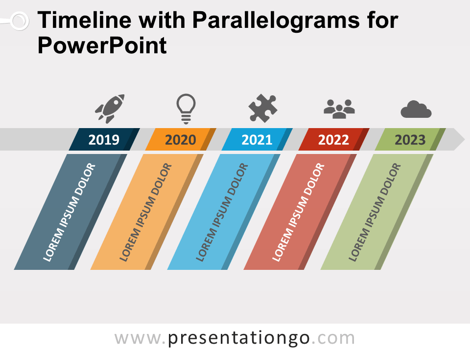 Línea de Tiempo Con Paralelogramos Gratis Para PowerPoint