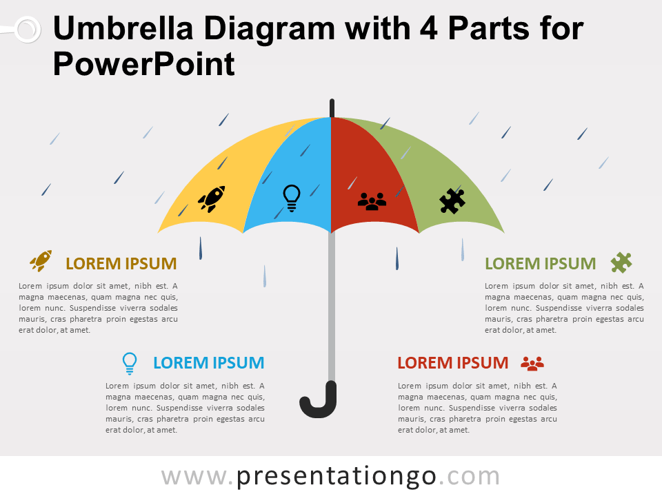 Diagrama Gratis de Paraguas Con 4 Partes Para PowerPoint