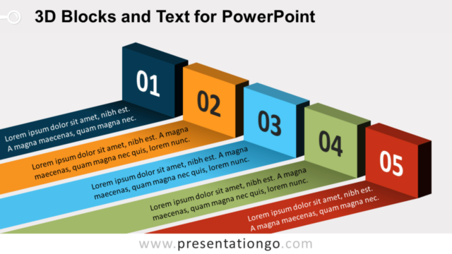 Diagrama de Bloques 3D Y Texto Gratis Para PowerPoint