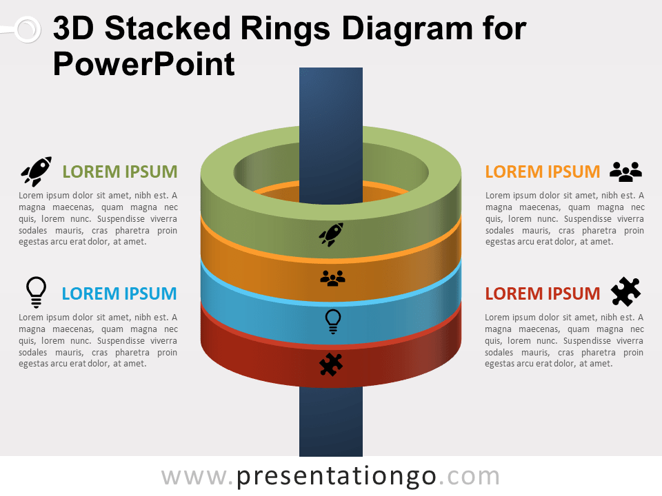Diagrama de Anillos Apilados en 3D Gratis Para PowerPoint