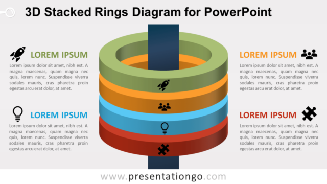 Diagrama de Anillos Apilados en 3D Gratis Para PowerPoint