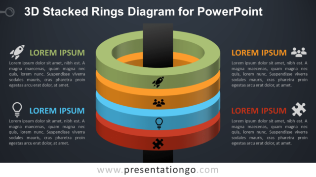 Diagrama de Anillos Apilados en 3D Gratis Para PowerPoint