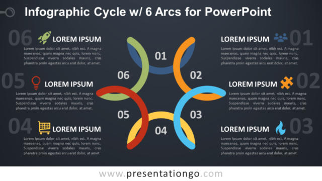 Infografía Cíclica Con 6 Arcos Gratis Para PowerPoint