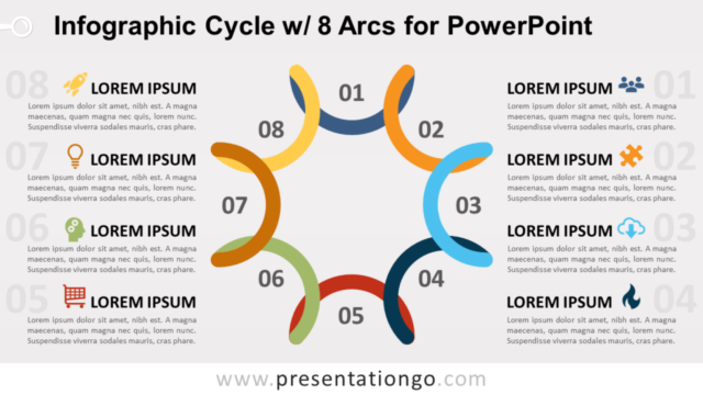 Infografía Cíclica Con 8 Arcos Gratis Para PowerPoint