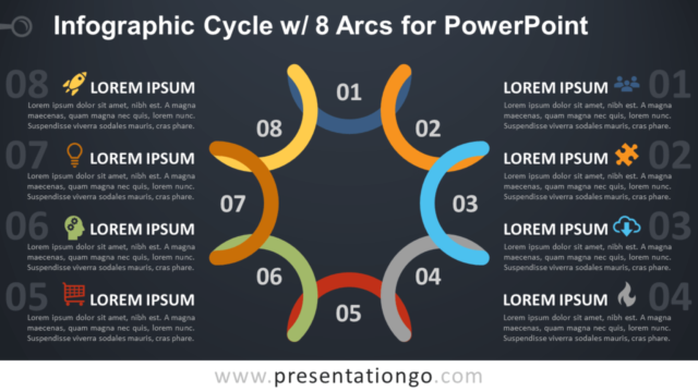 Infografía Cíclica Con 8 Arcos Gratis Para PowerPoint