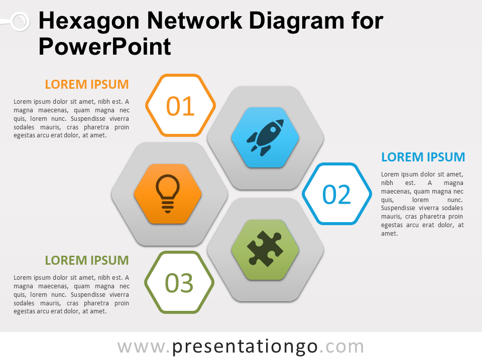 Diagrama de Red de Hexágonos Gratis Para PowerPoint