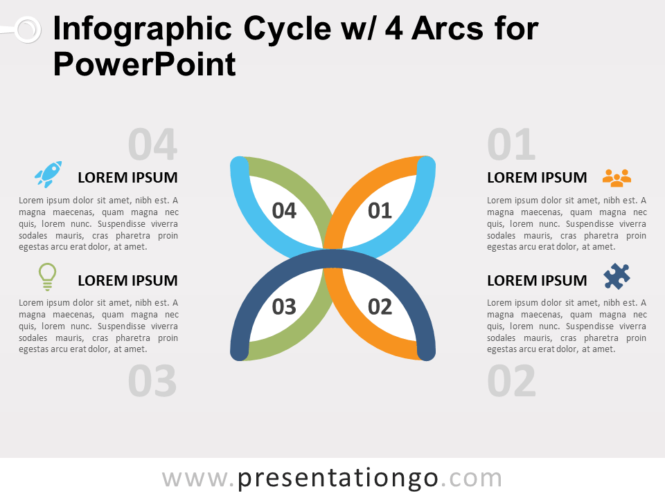 Ciclo Infográfico Gratis Con 4 Arcos Para PowerPoint