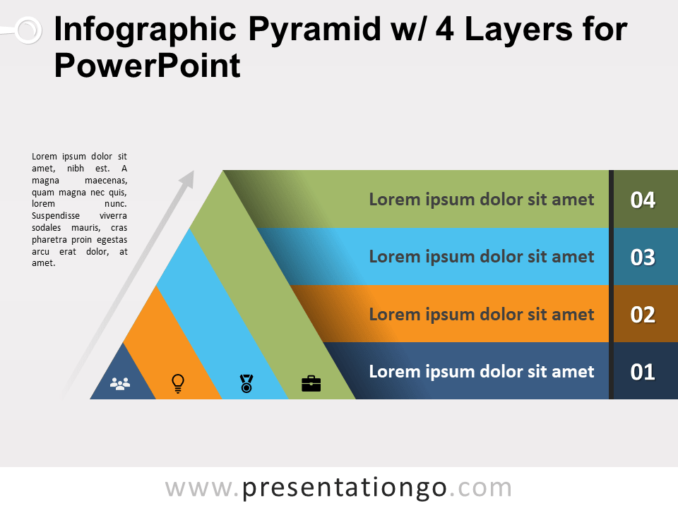 Infografía Gratis de Pirámide Con 4 Capas Para PowerPoint