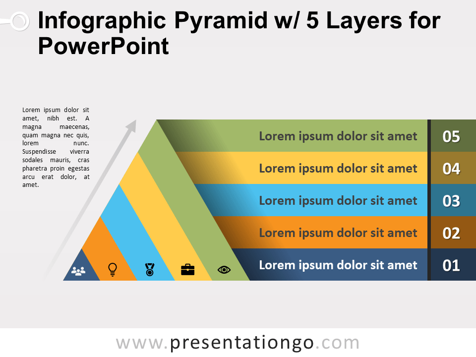 Infografía Gratis de Pirámide Con 5 Capas Para PowerPoint