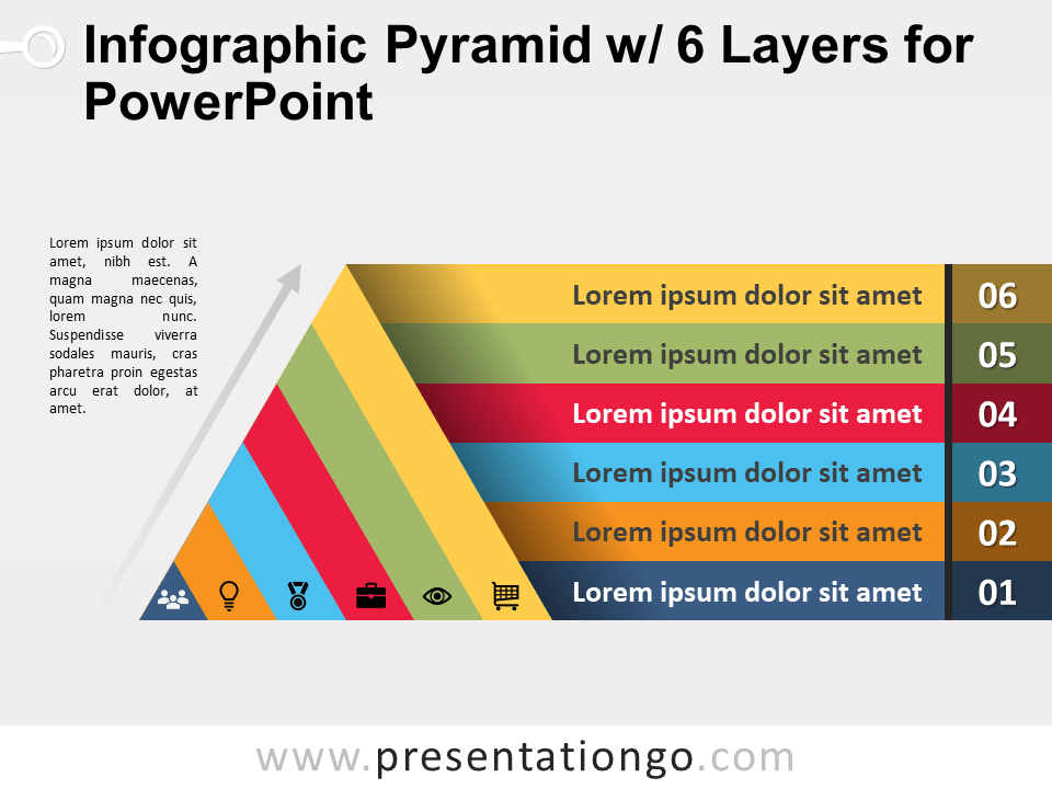 Infografía Gratis de Pirámide Con 6 Capas Para PowerPoint