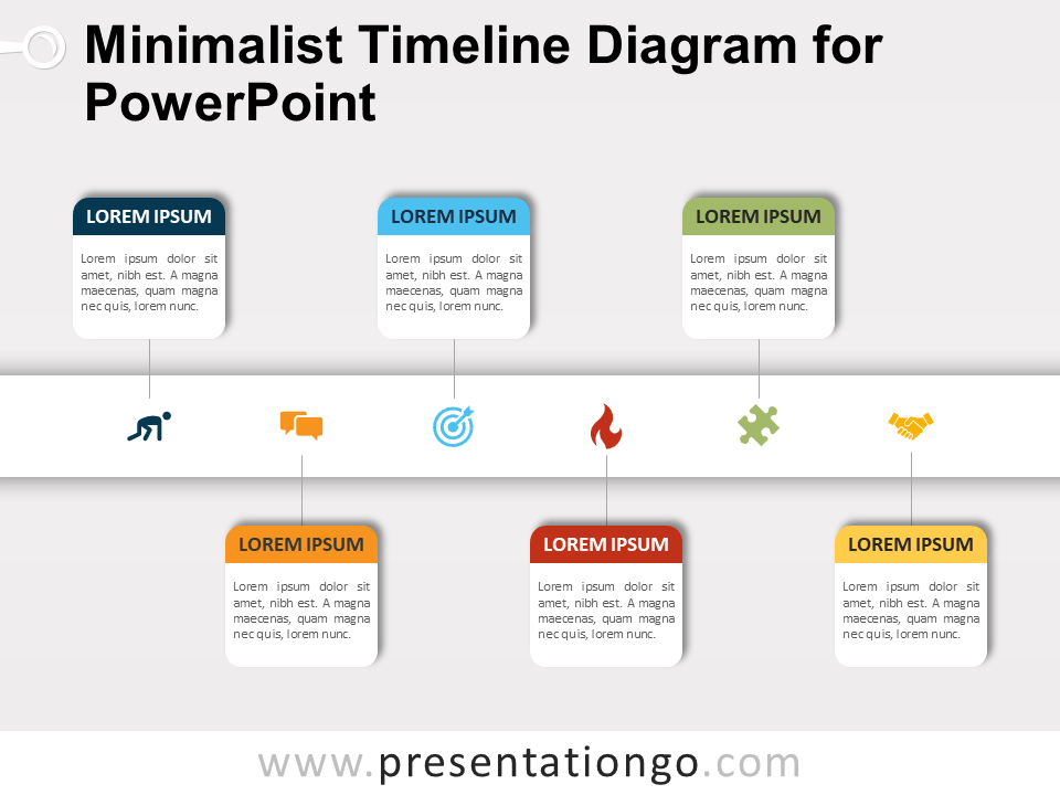 Diagrama de Línea de Tiempo Minimalista Gratis Para PowerPoint