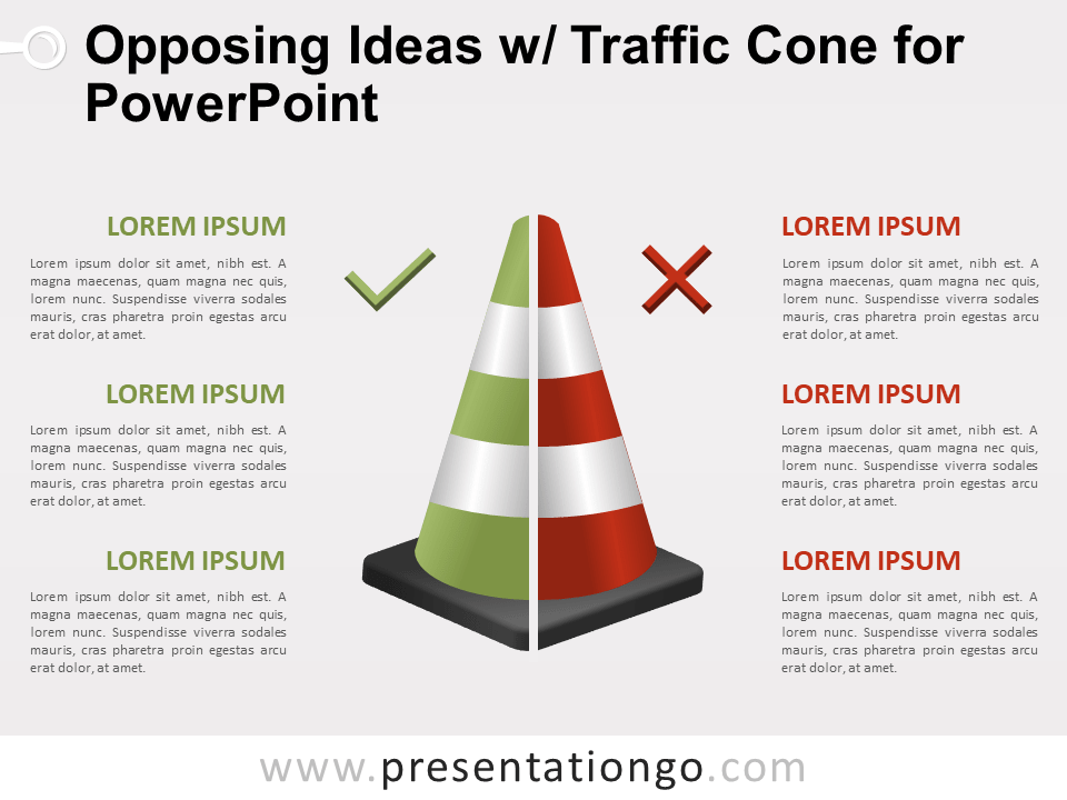 Ideas Opuestas Con Cono de Tráfico Gratis Para PowerPoint
