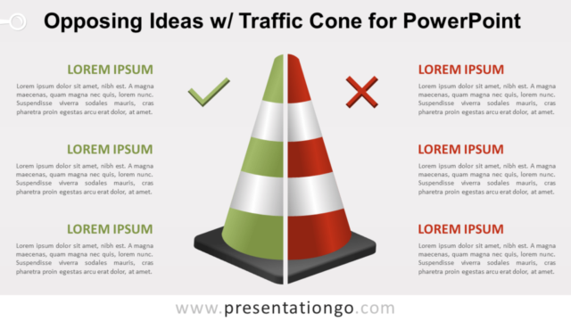 Ideas Opuestas Con Cono de Tráfico Gratis Para PowerPoint