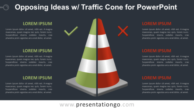 Ideas Opuestas Con Cono de Tráfico Gratis Para PowerPoint