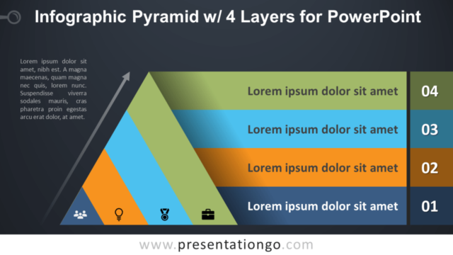 Infografía Gratis de Pirámide Con 4 Capas Para PowerPoint