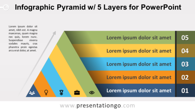 Infografía Gratis de Pirámide Con 5 Capas Para PowerPoint