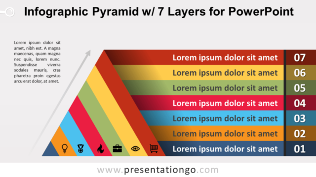 Infografía Gratis de Pirámide Con 7 Capas Para PowerPoint